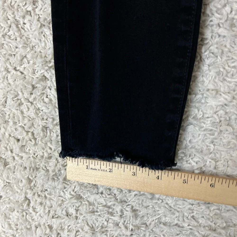 Banana Republic Jeans Womens 25 Petite 25P Black Skinny Denim Distressed Raw Hem - Picture 3 of 10